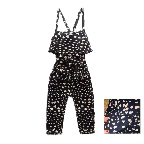 NWT Black 2PC Sweetheart Polka Dot Jumpsuit Set - Picture 2 of 14